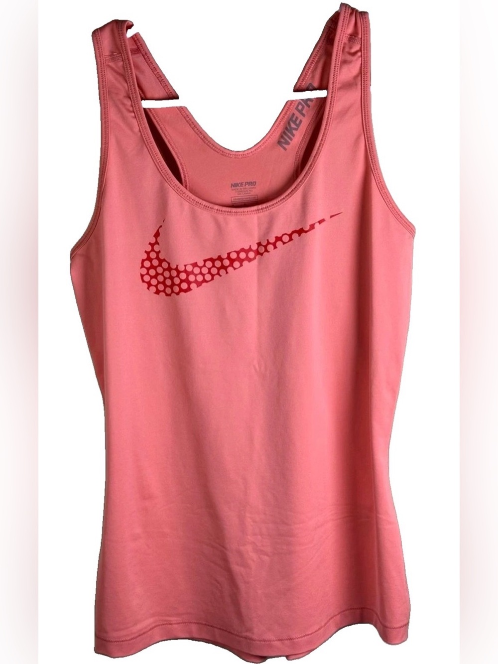 Nike Women’s Medium Coral Pink Dri-FIT Tank with Large Swoosh Logo | P2P 16”
